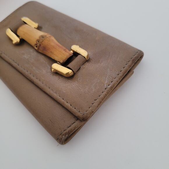 Gucci Bamboo Key Holder Wallet Case Leather Small Unisex Beige Trifold - Picture 11 of 11